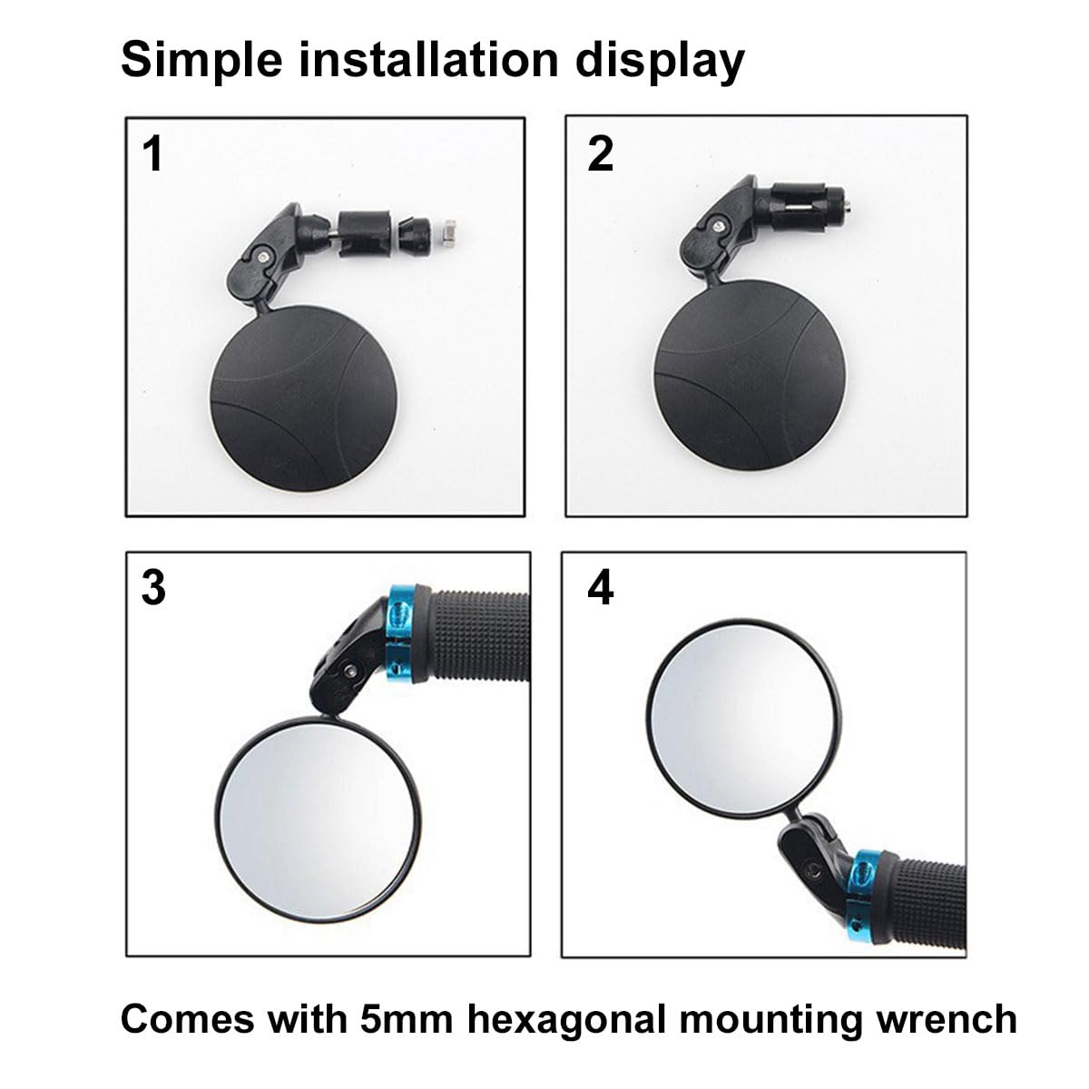 2 Specchietti Retrovisori Bici Regolabili - Per Manubrio 18-22mm, HD Convesso - Foto 8