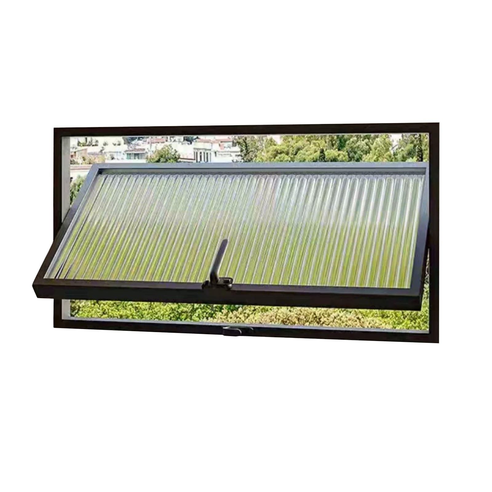 Rttzboz Black 360° Rotating Shed Window, Flush Mount Glass With Handle, 360° Rotation Sliding Basement Transom Window For Bathroom(,80X30cm/31X12in)