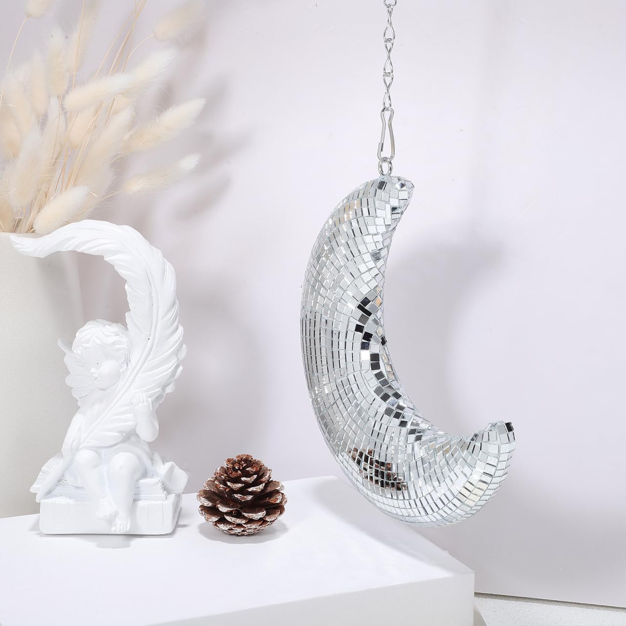 Eleganter Mond Anhänger Aus Glas - Disco Ball Deko Für Hochzeiten Partys Und Wanddekoration - Funkelnde Discokugel Als Vielseitige Hängedeko für Silvester, Geburtstag, Mottoparty