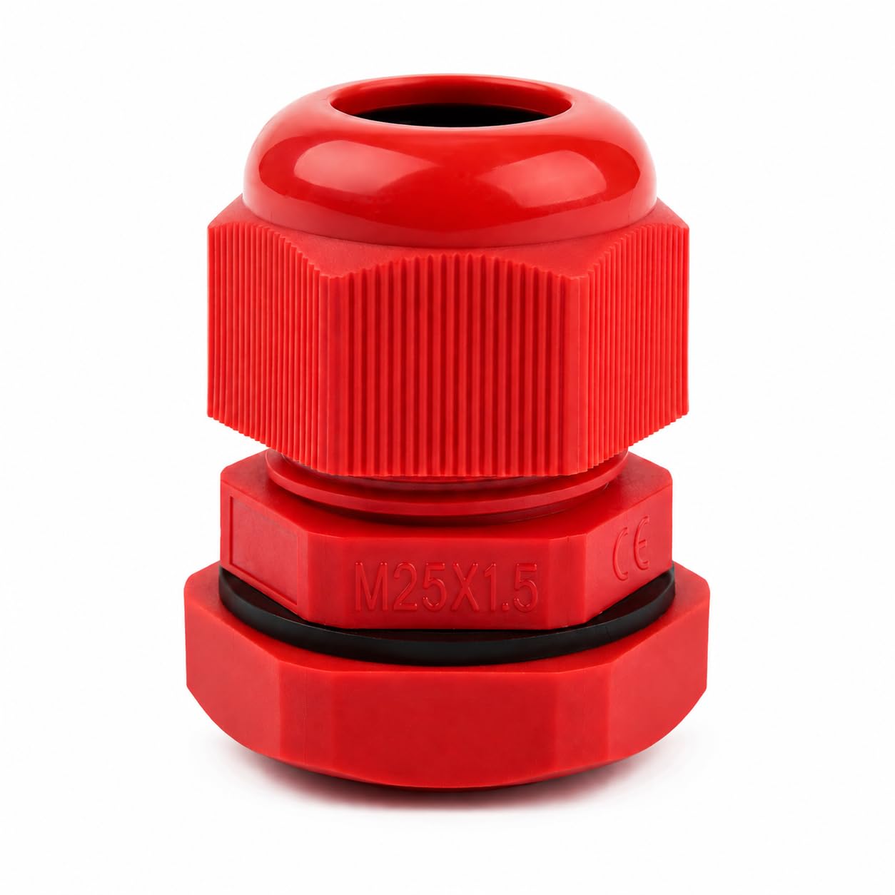 LampStation 10 Pack M25 25mm Cable Glands, IP68 Waterproof Red Nylon Compression Glands with Locknut & Washer for 9-17mm Cables - Outdoor, Junction Box & Electrical Enclosure Connectors