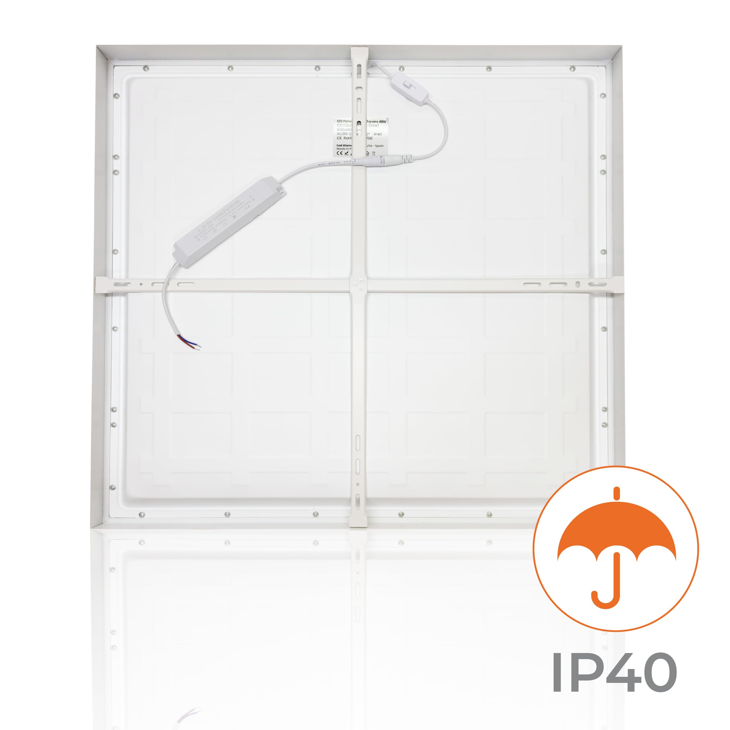 LED ATOMANT Packung mit 2 Quadatisch LED Oberfläche Deckenleucht 60x60cm 48W, CCT (Farbwahlschalter Warmweiß, Neutralweiß oder Kaltweiß), 5500 Lumen, Inklusive Treiber