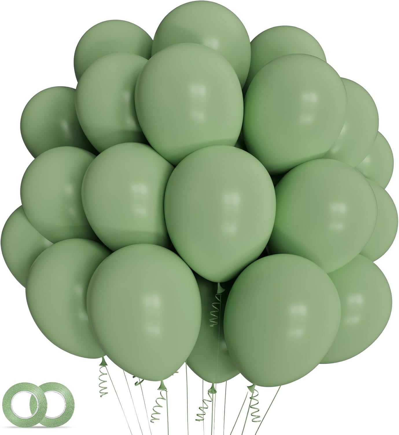 Sage green Balloons 100 Pack 12 inch Round Helium Olive Green Balloons for Birthday Jungle Theme Safari Baby Shower Retro Neutral Wedding Party Decorations Sage Balloons