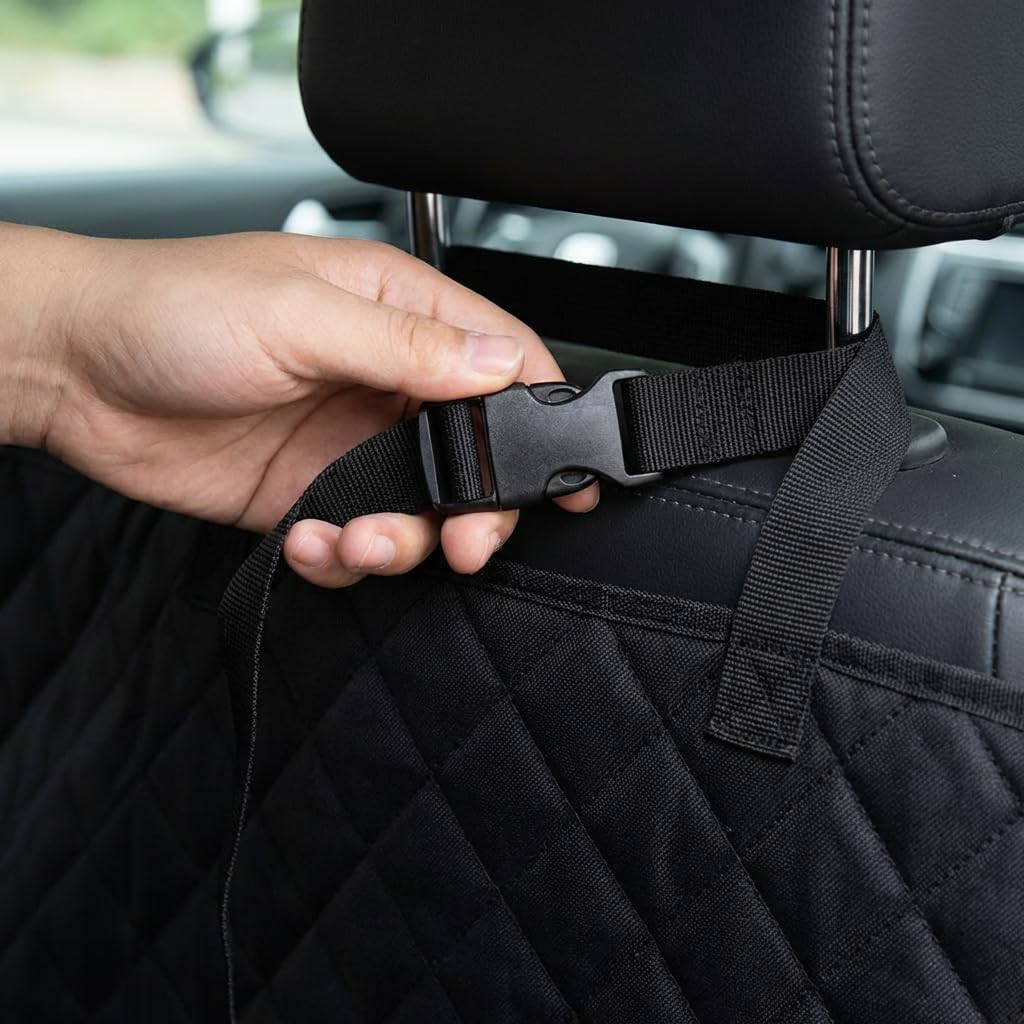 IWOTTO Funda Coche Perro | Protector Asiento Trasero y Maletero | Impermeable, Antideslizante y Ajustable | Pack Bebedero + Cinturón Seguridad | Fácil de Limpiar