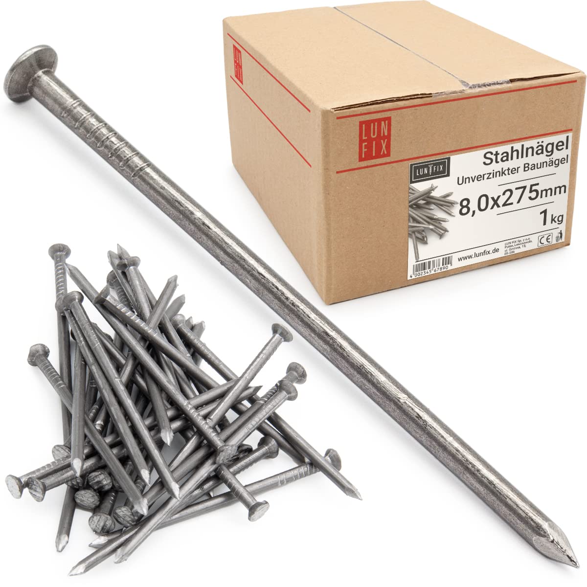 Chiodi in acciaio 8 x 275 mm 1 kg chiodi in legno chiodi perni da costruzione...