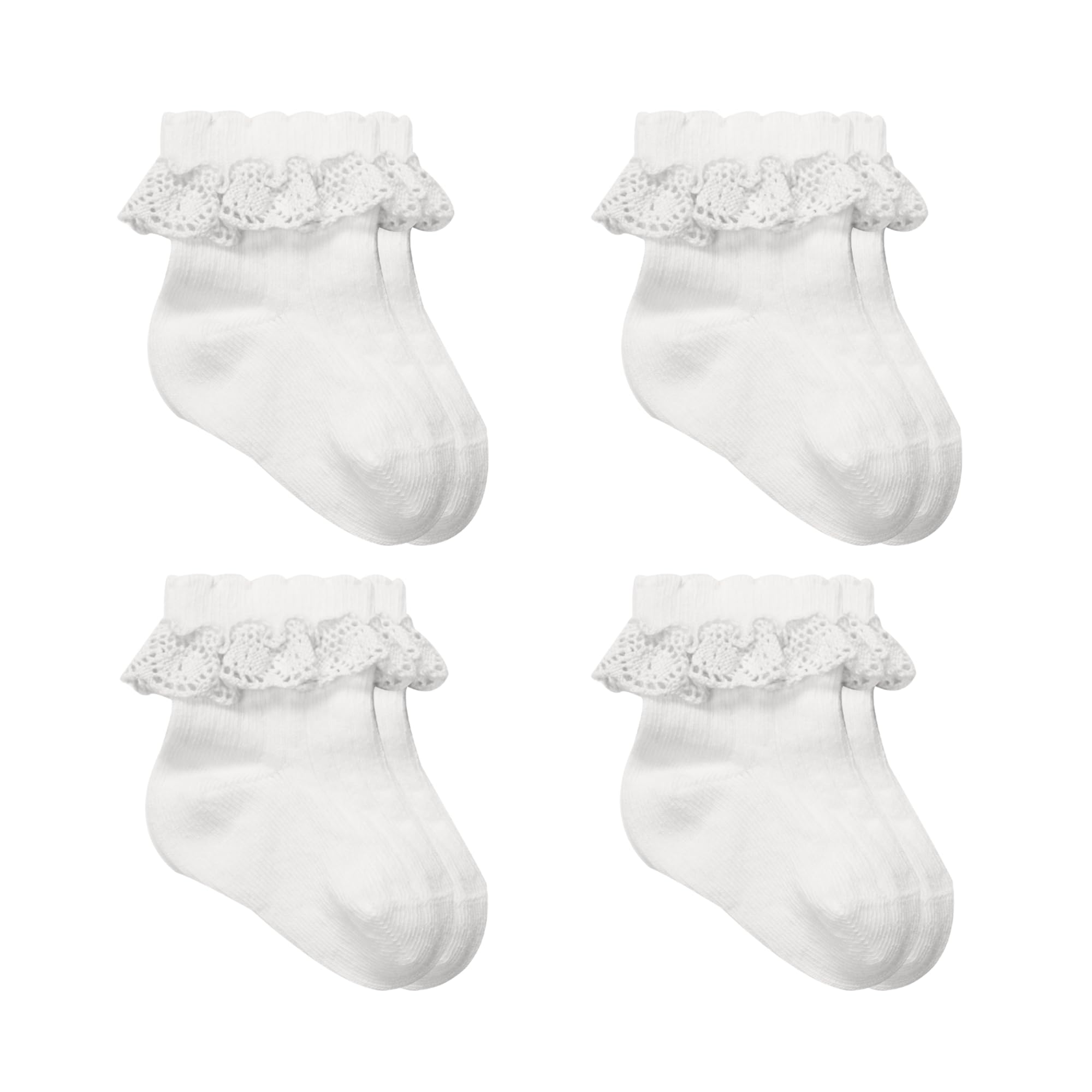 bistyle Baumwolle 4 Paar Baby Socken für Neugeborene Säugling 0-6 Monate bis 3 Jahre zum Schnüren | Stopper Nahtlos Socken | Jungen Mädchen Kindersocken