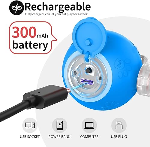 Miniatura 7 de Juguete interactivo para gatos, activado por movimiento, iluminación RGB, 3 modos de movimiento, bola automática para gatos de interior aburridos