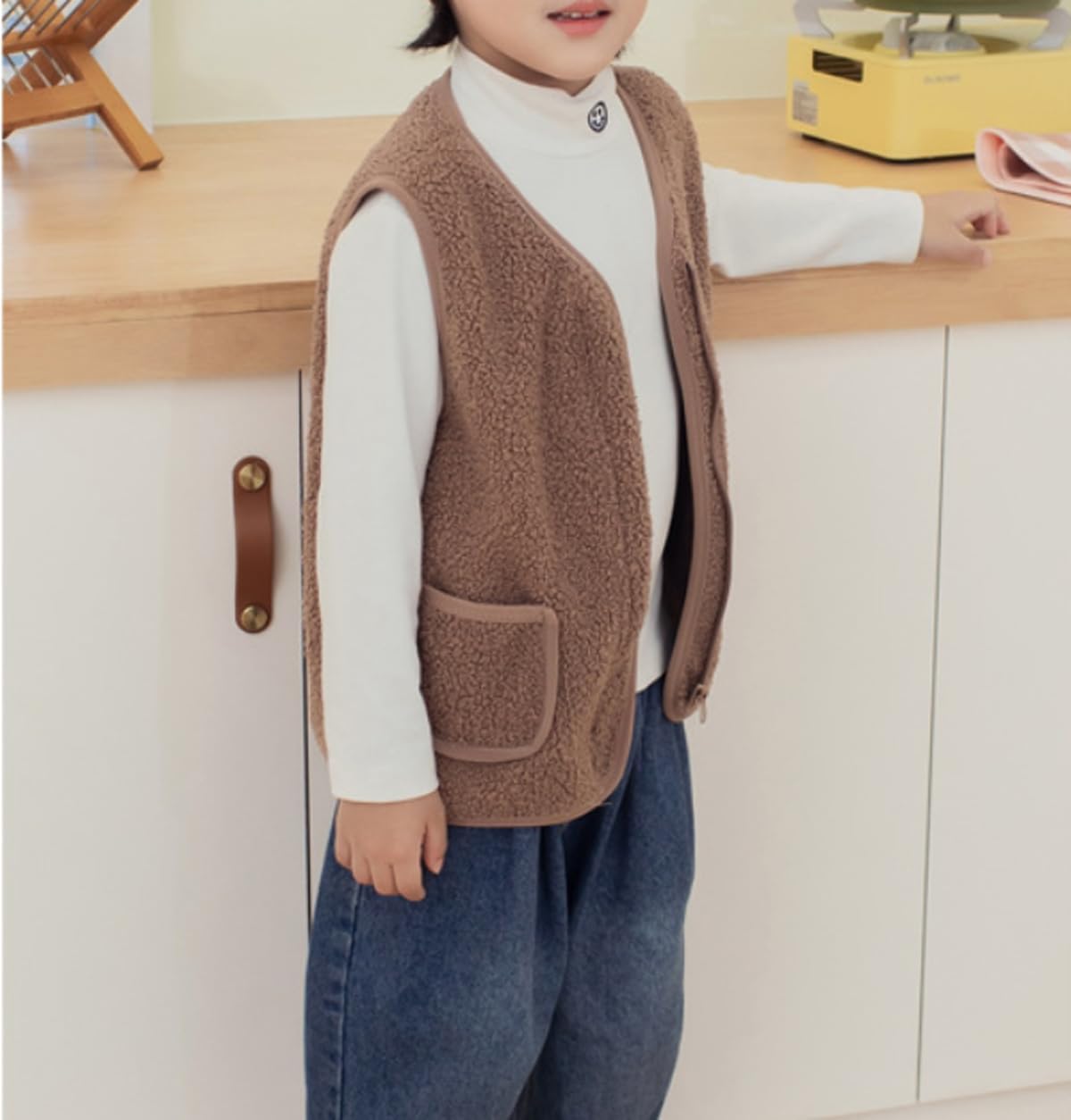 Toddler Boys Girls Sherpa Fleece Vest Sleeveless Jacket Gilet Fall Winter Outerwear - Image 2