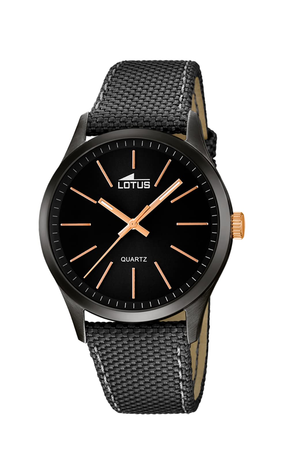 LOTUS Reloj Hombre 18165/2 Minimalist Caja de Acero Inoxidable 316l Negro Correa de Cuero Negro