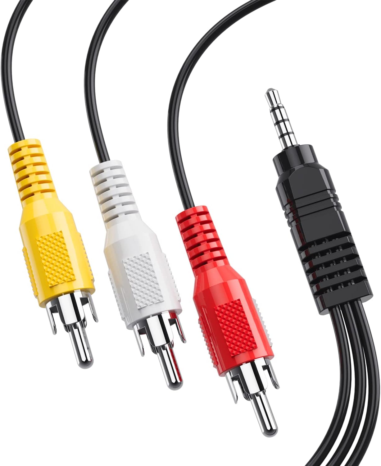 Av Cable, 3.5mm to RCA AV Cable - 5ft Long, Compatible With TV, Handycam, Smartphones, MP3, Tablets, Speakers, Home Theater