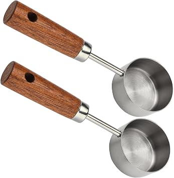 Stainless Steel Coffee Scoop for Ground Coffee, 15ml Coffee Measuring Scoop with Woodle Handle Coffee Spoons Silver