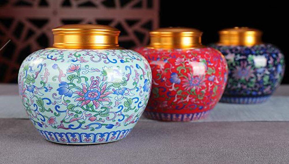 Bocal de rangement en céramique - Boîte à thé traditionnelle - Boîte à sucre pour cuisine - Bocaux de rangement en émail