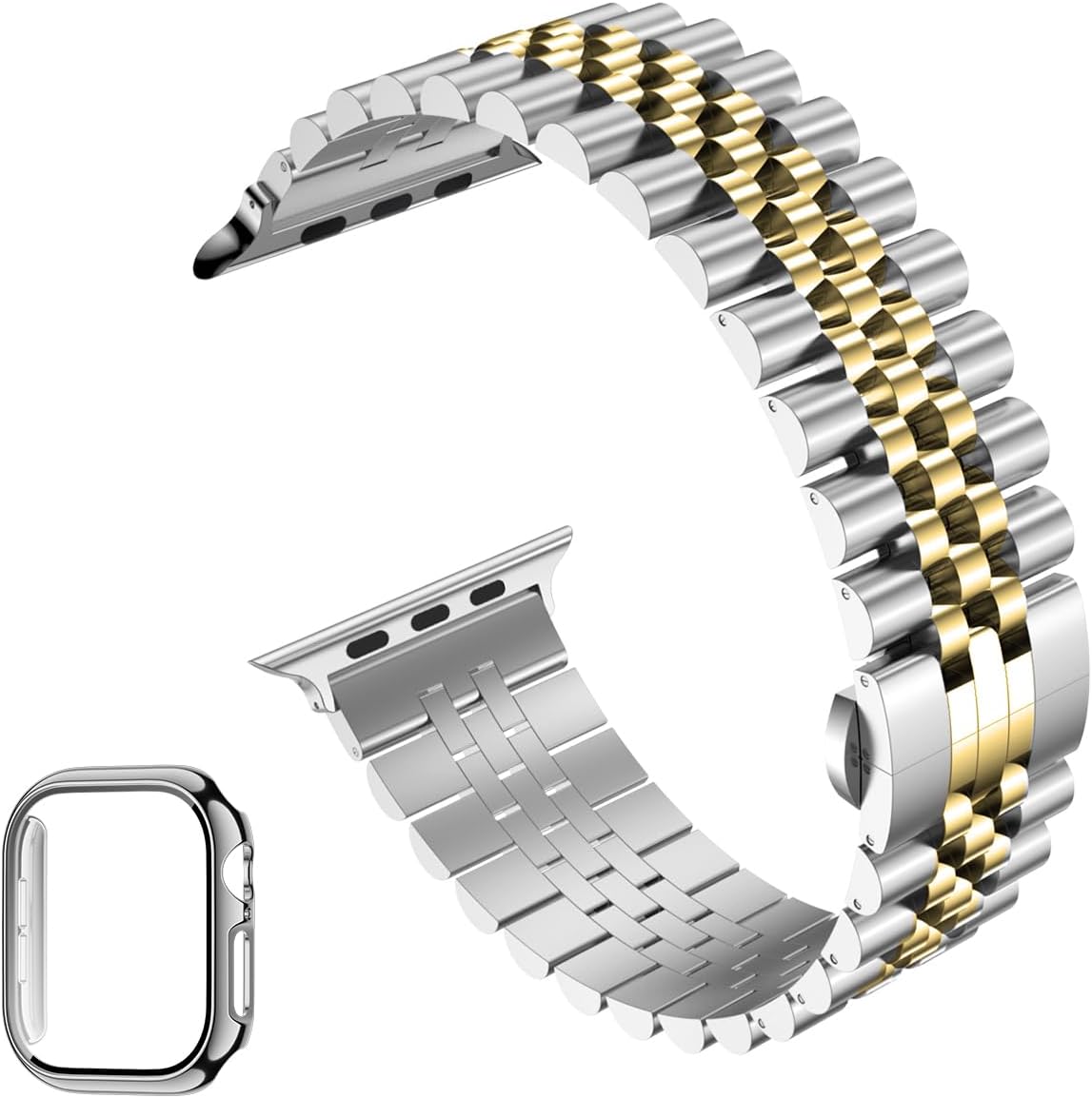 baozai Compatible Apple Watch Bands 46mm 45mm 44mm 42mm 41mm 40mm 38mm, Stainless Steel Band with Screen Protector Case for Apple Watch Series 11/10/9/8/7/6/5/4/3/2/1/SE3 - Image 3