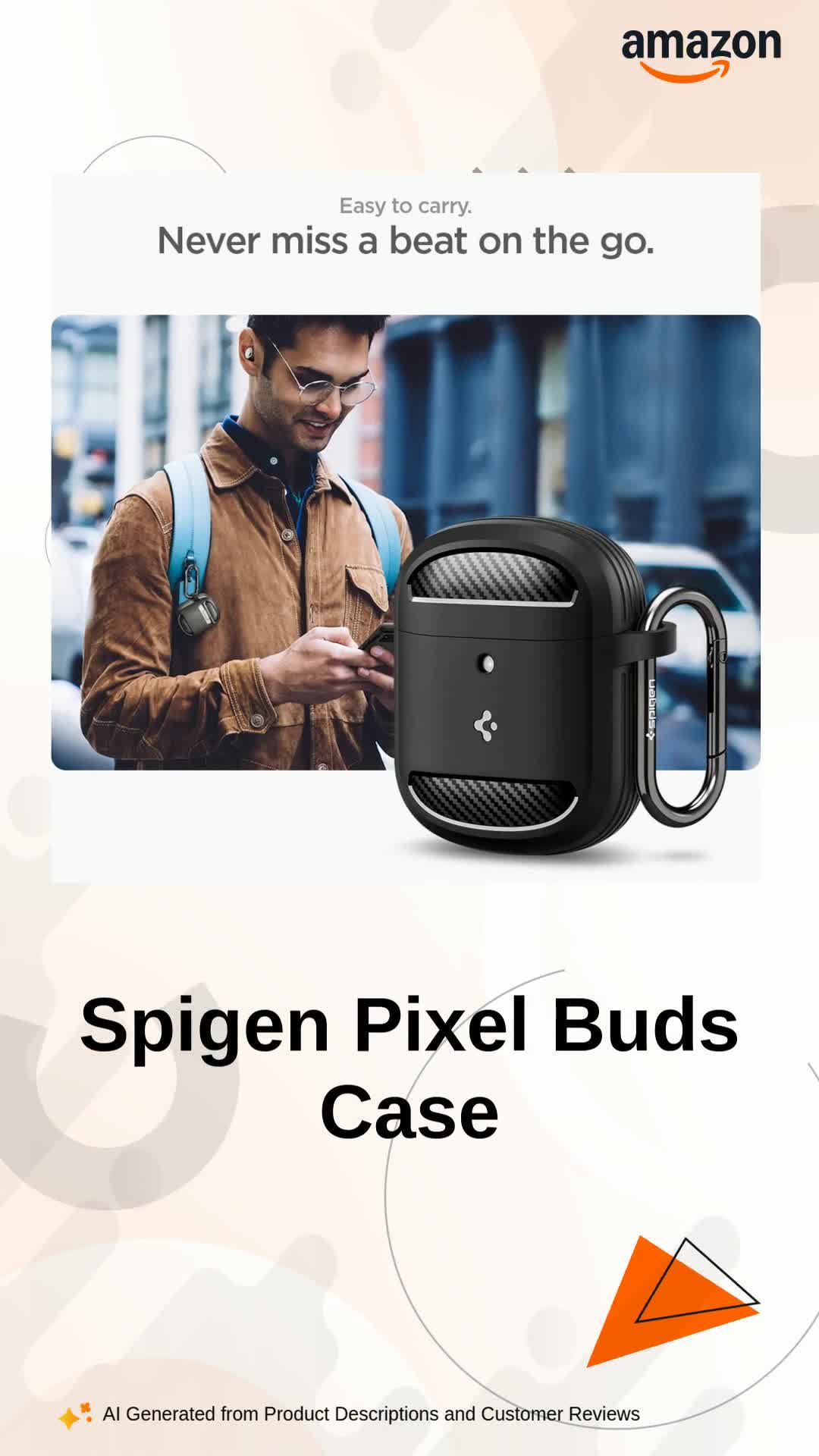 Spigen for Google Pixel Buds Pro Case, Carabiner Included, Durable