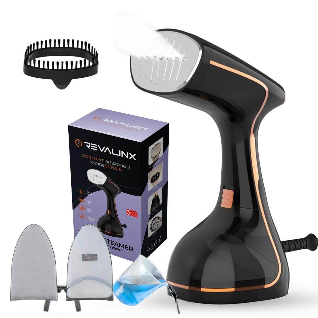 Défroisseur à Main 1800W – Défroisseur Vêtement Vapeur Vertical, Fer a Repasser Portable 2-en-1, Écran LCD, Réservoir 320 ml, Anti-Fuite, Maison, Bureau, Voyage ou cadeau.