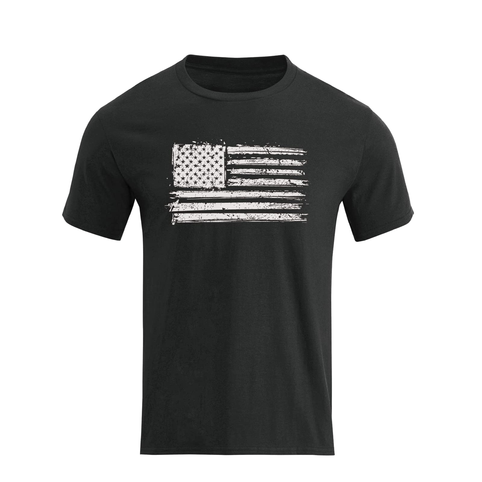 H HYFOL Men's Graphic T-Shirts USA Flag 100% Cotton Short Sleeve American Patriotic Crewneck Casual Regular Tee Shirts