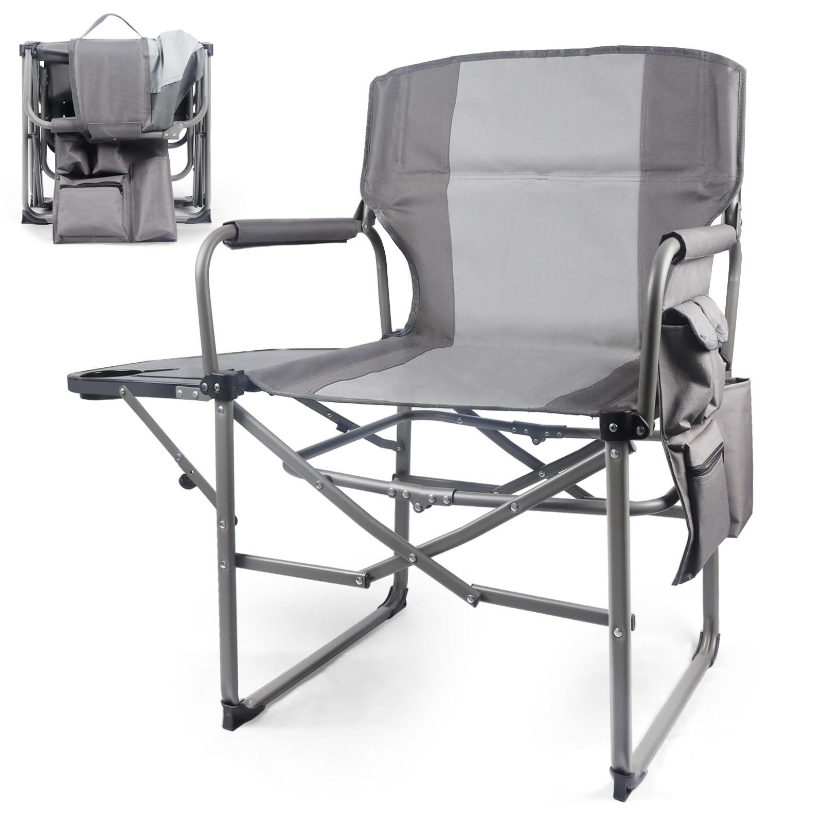Camping Chairs, Heavy Duty Directors Chair,Outdoor Lawn Chairs,Adults Folding Chairs with Side Table and Storage Pockets for Ouside Camping, Lawn, Sports Fishing and Picnic