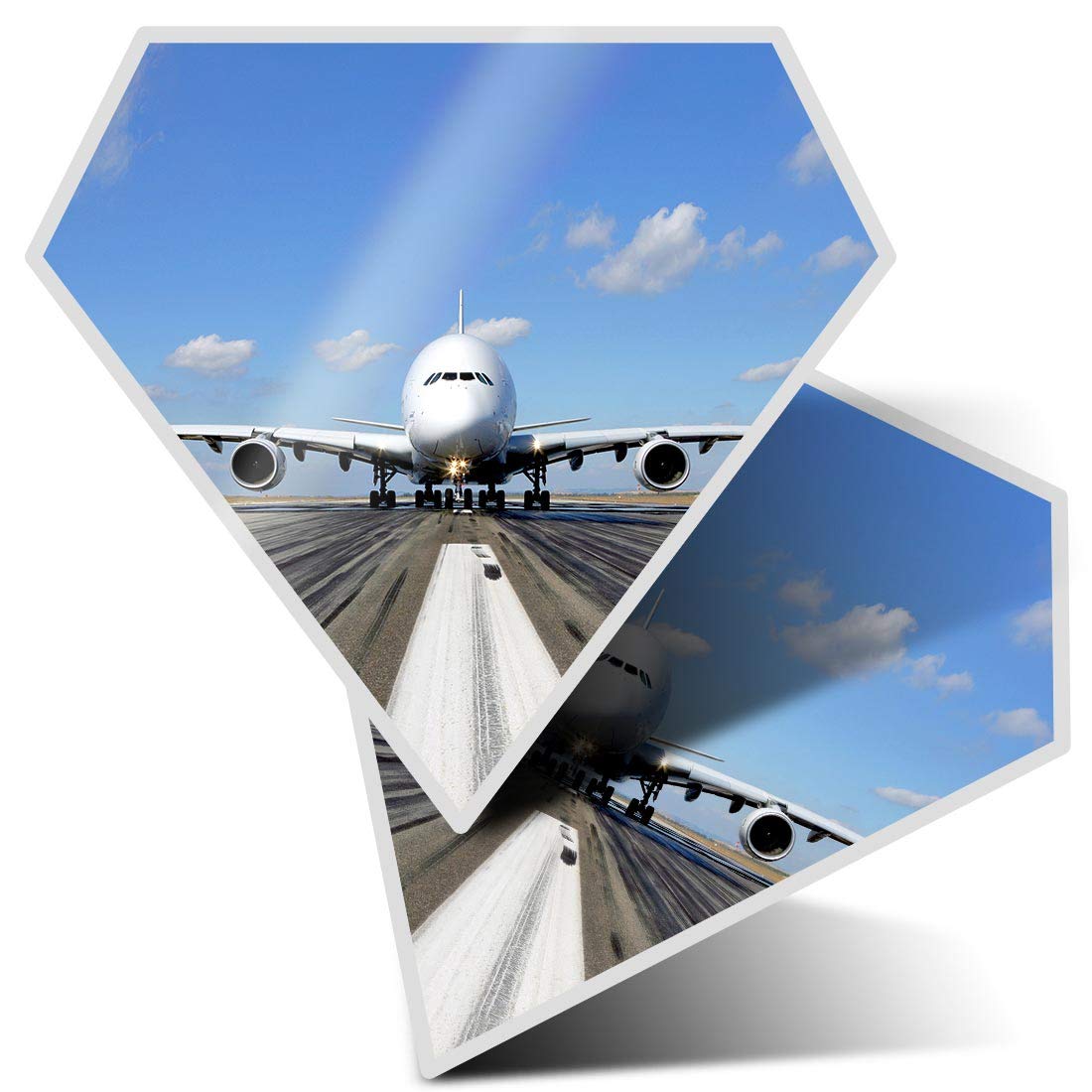 2 x Diamond Stickers 7.5 cm - A380 Airbus Plane Runaway Pilot Fun Decals for Laptops,Tablets,Luggage,Scrap Booking,Fridges, #8108