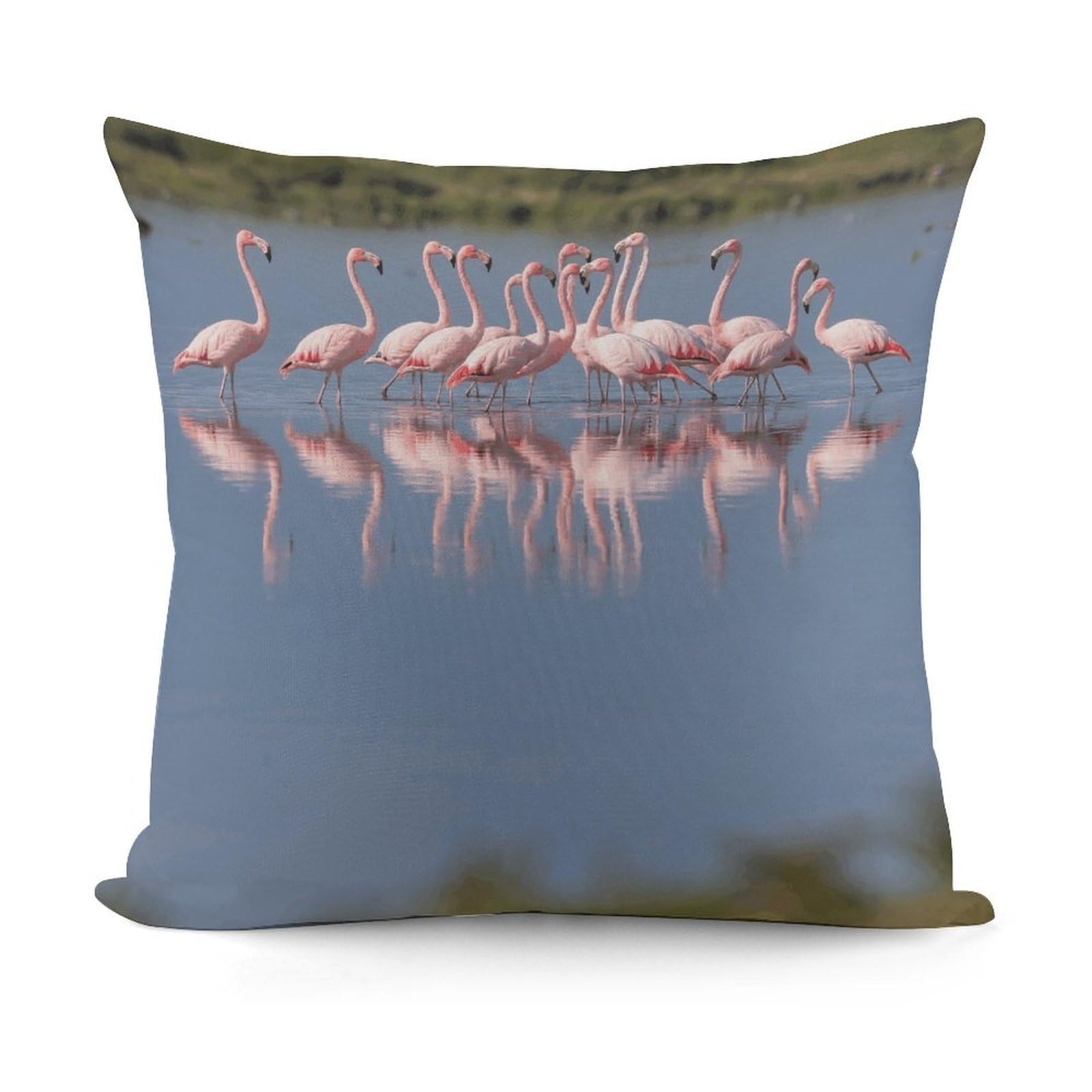 VstaDank A Flock of Flamingos Pillow Cover with Invisible Zipper Square Throw Pillowcase Plush Couch Sofa Pillow Case 18x18 Inch Decorative Throw Cushion Covers for Sofa Living Pillowcover