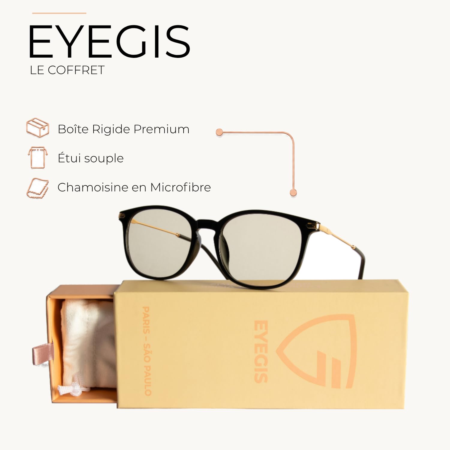 Eiffel – Lunette Anti Lumiere Bleue Femme | Lunettes de Repos pour Ecran, PC et Fatigue Oculaire | Lunette Noir et Doré
