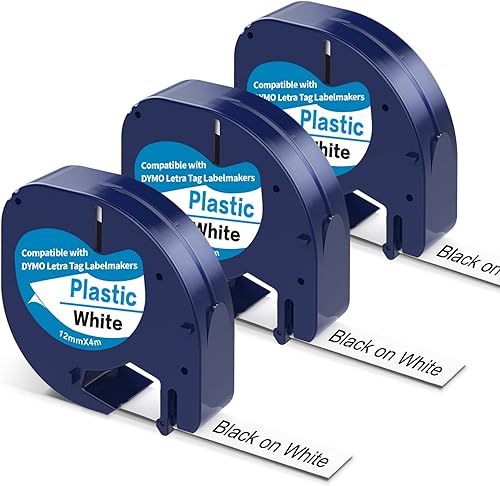 6 cintas para etiquetadoras Dymo compatibles con rotuladoras Dymo para etiquetadoras Dymo, uso para etiquetadoras Letratag Plus LT-100H LT-100T