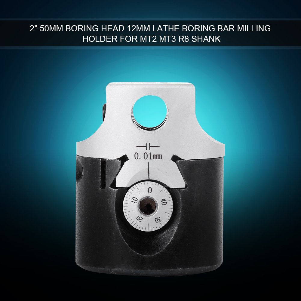 2 Inch 50mm F1 Type Boring Head, 12mm Lathe Boring Bar Milling Holder, Boring Tool Holders Made of 40CR Steel for MT2 MT3 R8 Shank - Image 2