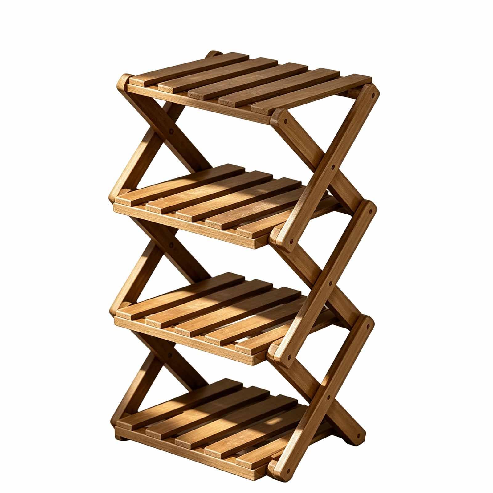 Étagère De Rangement en Bambou Pré-assemblée À 9 Niveaux — Étagère À Chaussures Dangle Pliable en Bambou | Étagère À Chaussures Étroite Et Peu Encombrante (Aucun Assemblage Requis) — Idéale pour