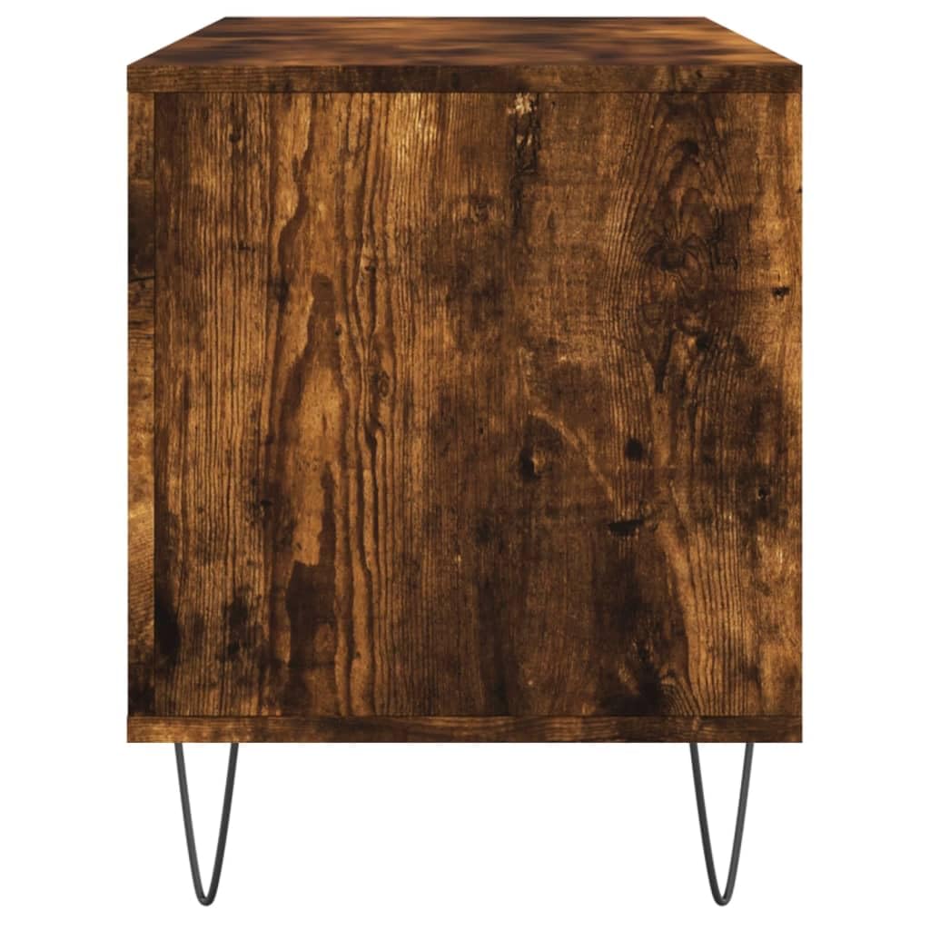 Armadio per dischi in rovere affumicato, 100 x 38 x 48 cm, scaffale in vinile per dischi in vinile, mobile fonofonico in legno, scaffale basso per giradischi in soggiorno