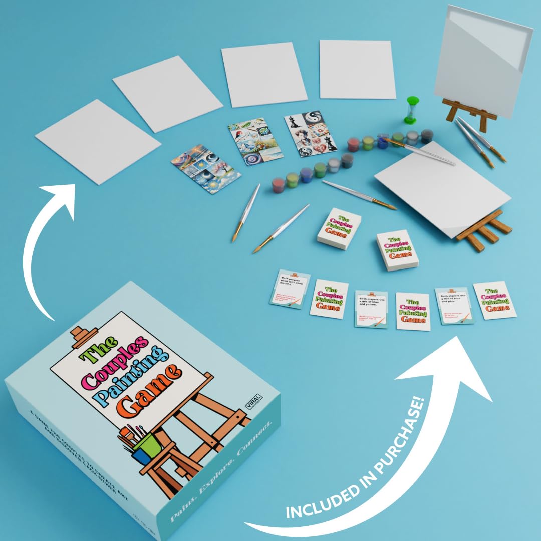 The Couples Painting Game – Date Night Card & Painting Kit | Fun DIY Activity with Prompts, Challenges & Questions for Deeper Connection, Meaningful Games for Adults and Teens, 2 Players