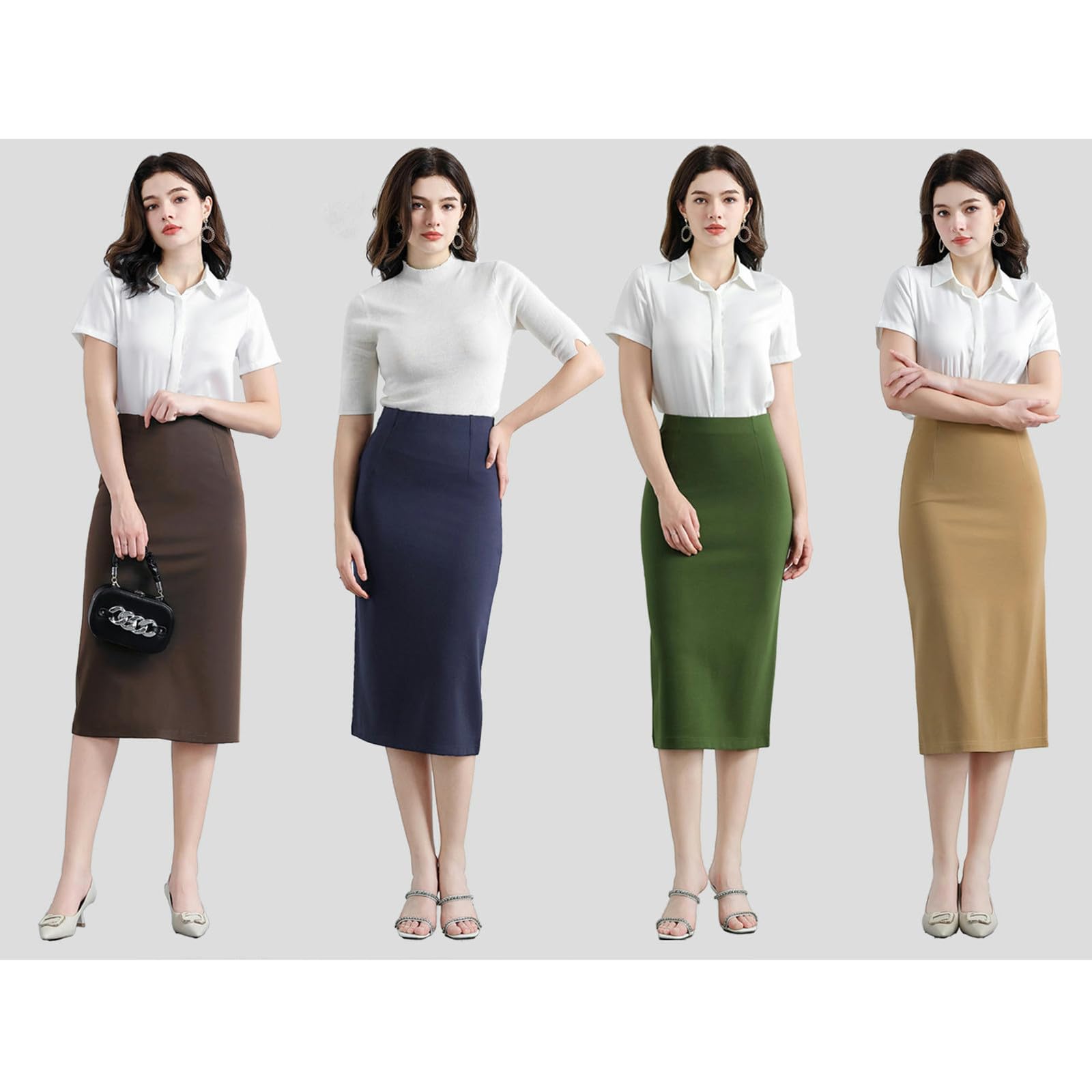 Röcke Stretch-hüftrock Für Damen, Mittellang – Hohe Taille, Schmale Passform, Skits, Professionelle Bürokleidung, Elegant Und Bequem-rot-a-3xl