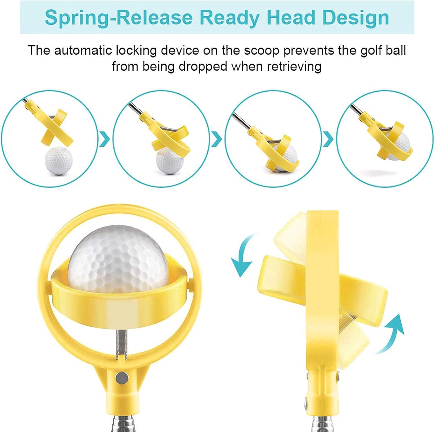 review CZGRFE Golf Ball Retriever, Stainless Golf Ball Retriever Telescopic with Spring Release-Ready Head and Locking Clip, Ball Retriever Tool Golf, Golf Accessories