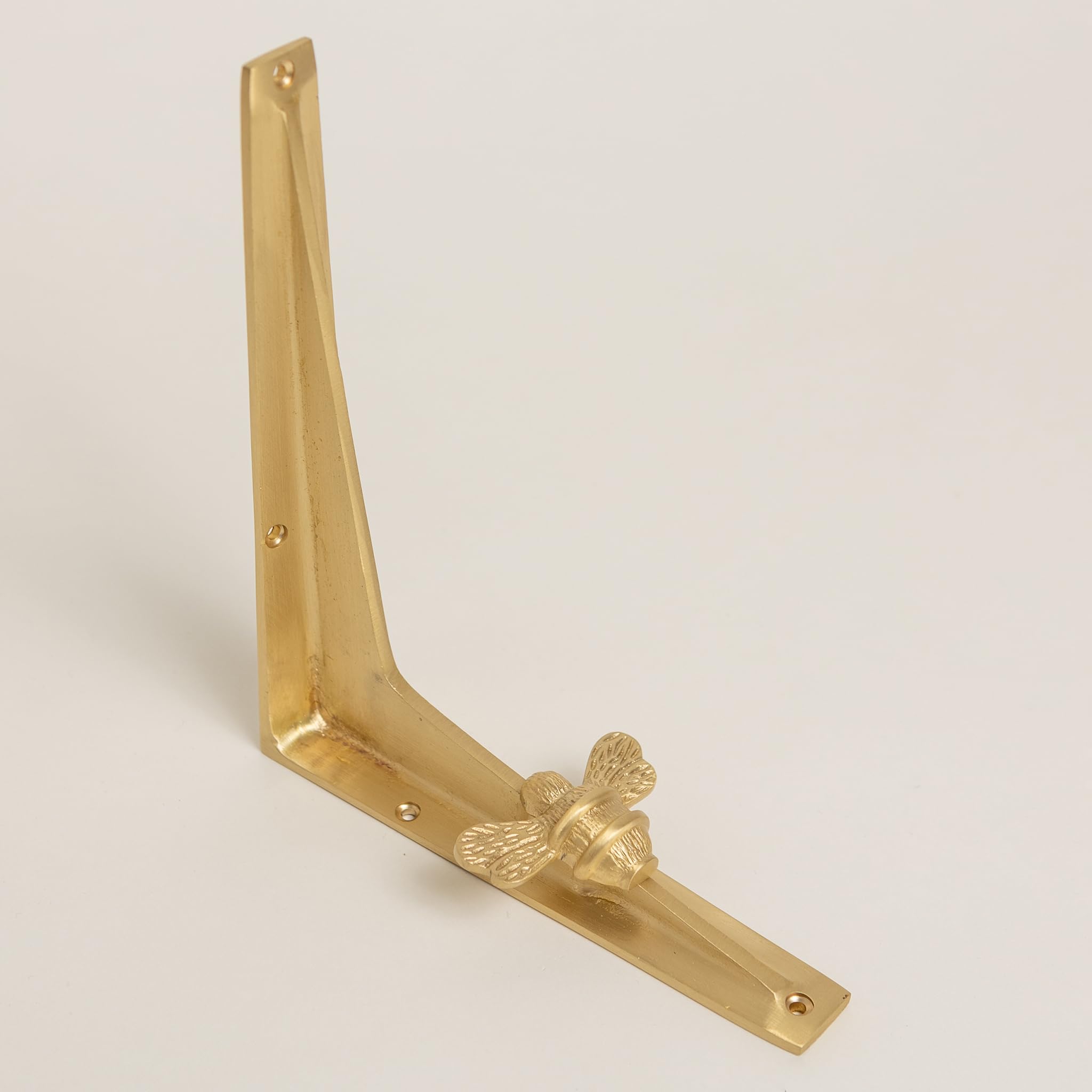 Satin Brass Bee Shelf Brackets | Heavy Duty Brackets for Kitchen Bookshelf | Brass Shelving Heavy Solid Cast Brass | Solid Individually