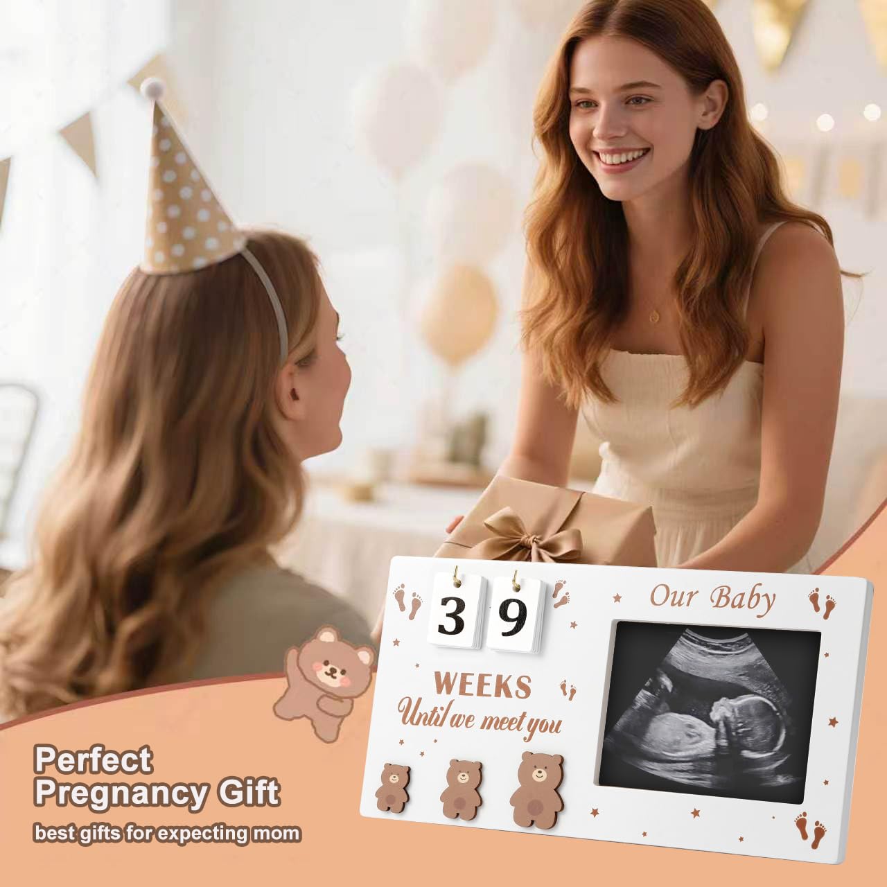 Cornice per foto con ecografia, con conto alla rovescia del bambino, con scritta in inglese "Expecting Genents to be pregnancy Nursery Decor, Gift Congratulations Pregnancy Must Have