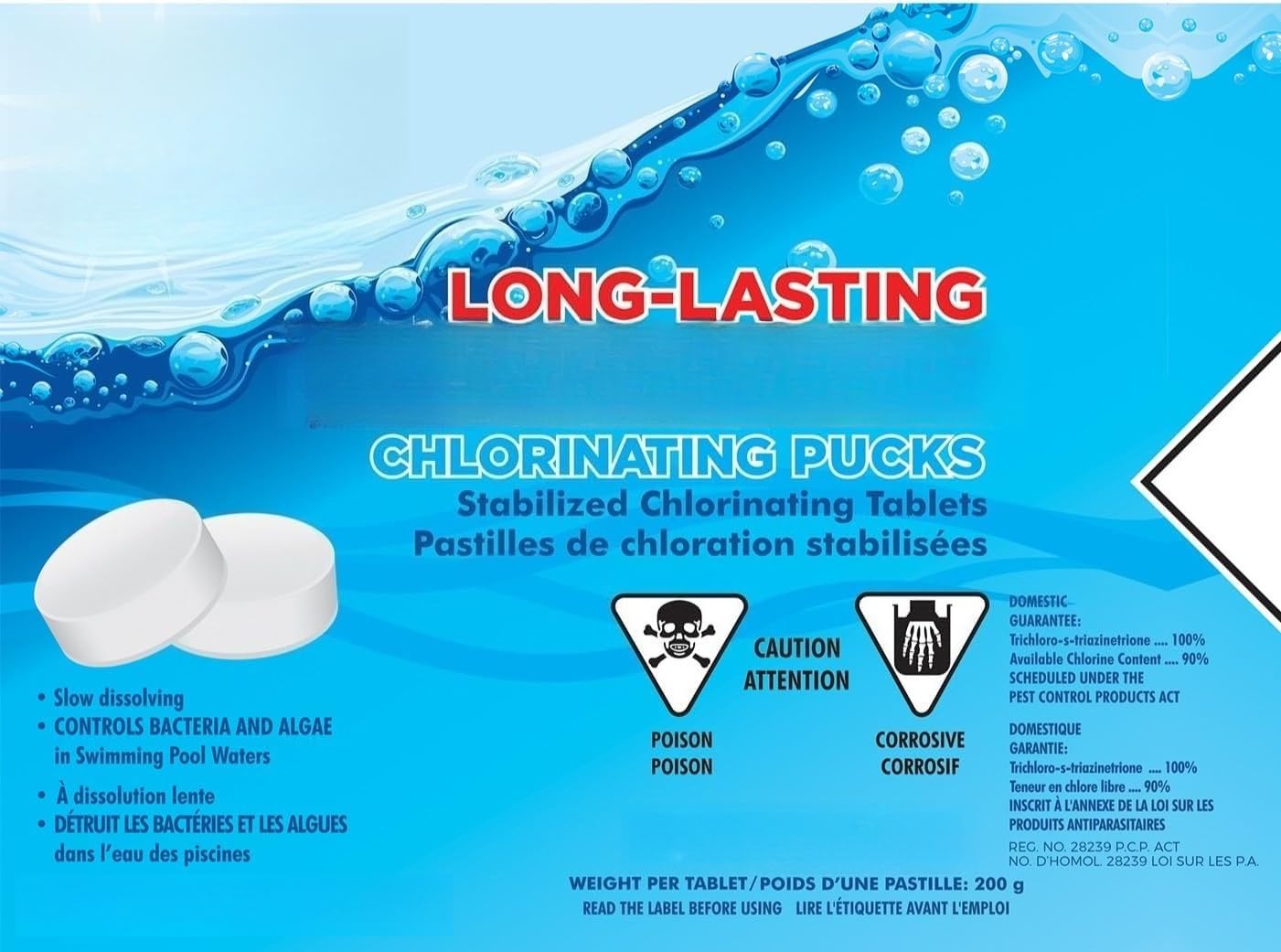 Swimming Pool Chlorine Pucks, 1/2LB Stabilized Slow Dissolving Chlorine Pucks for Pool, UV Protected 100% Trichloro Sanitizer for Crystal Clear Pool (1LB) — view 2