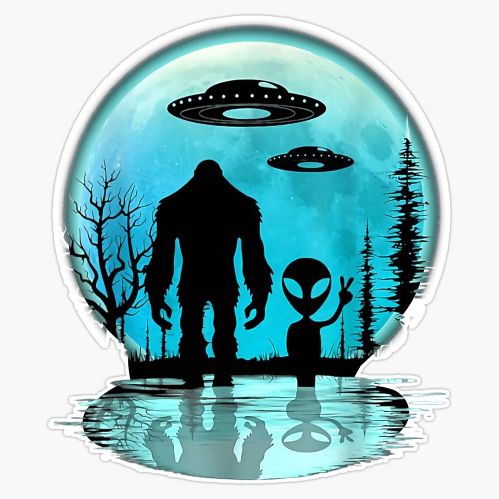 MAGNET Alien And Bigfoot Moon Magnetic Vinyl Sticker Decal Magnet 5