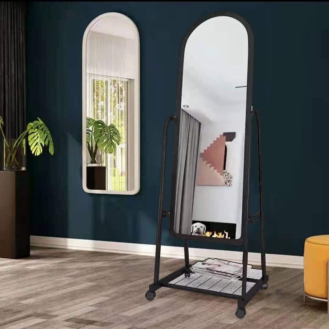 DECORHILLS FRAMES & DECOR Stand Mirror, Full Length Mirror Standing Mirror, Large Rectangle Bedroom Mirror Floor Mirror (A-Black)