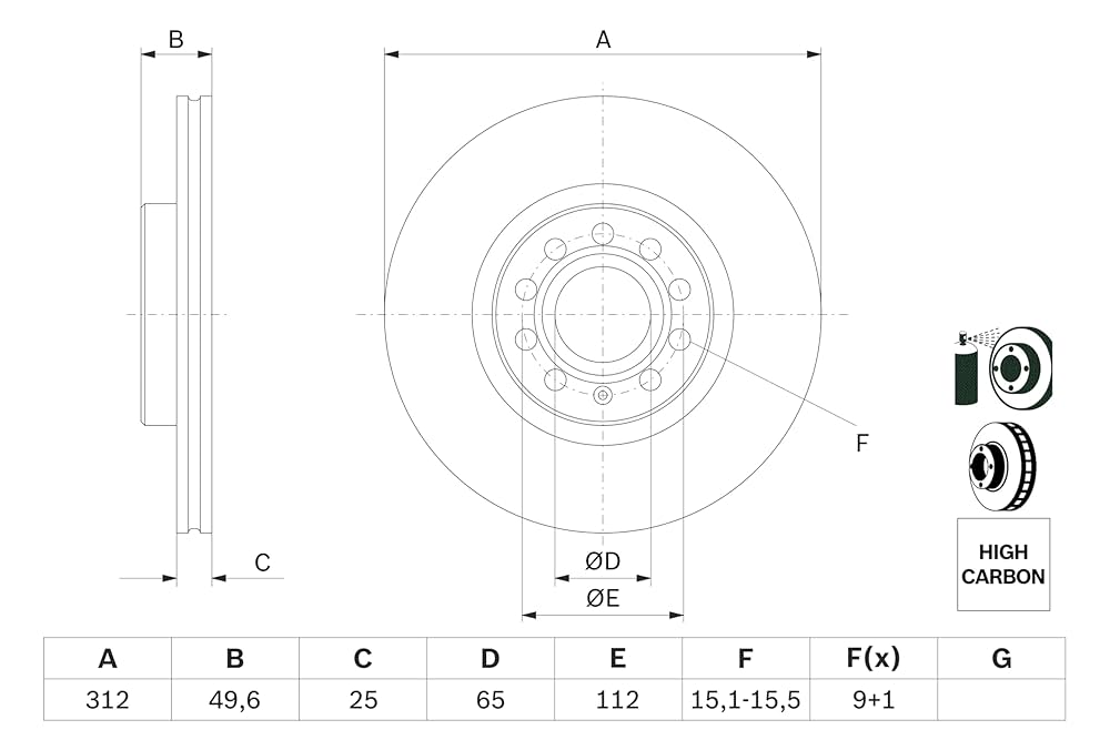 Bosch BD997 Brake Discs - Front Axle - ECE-R90 Certified - 1 Brake Disc