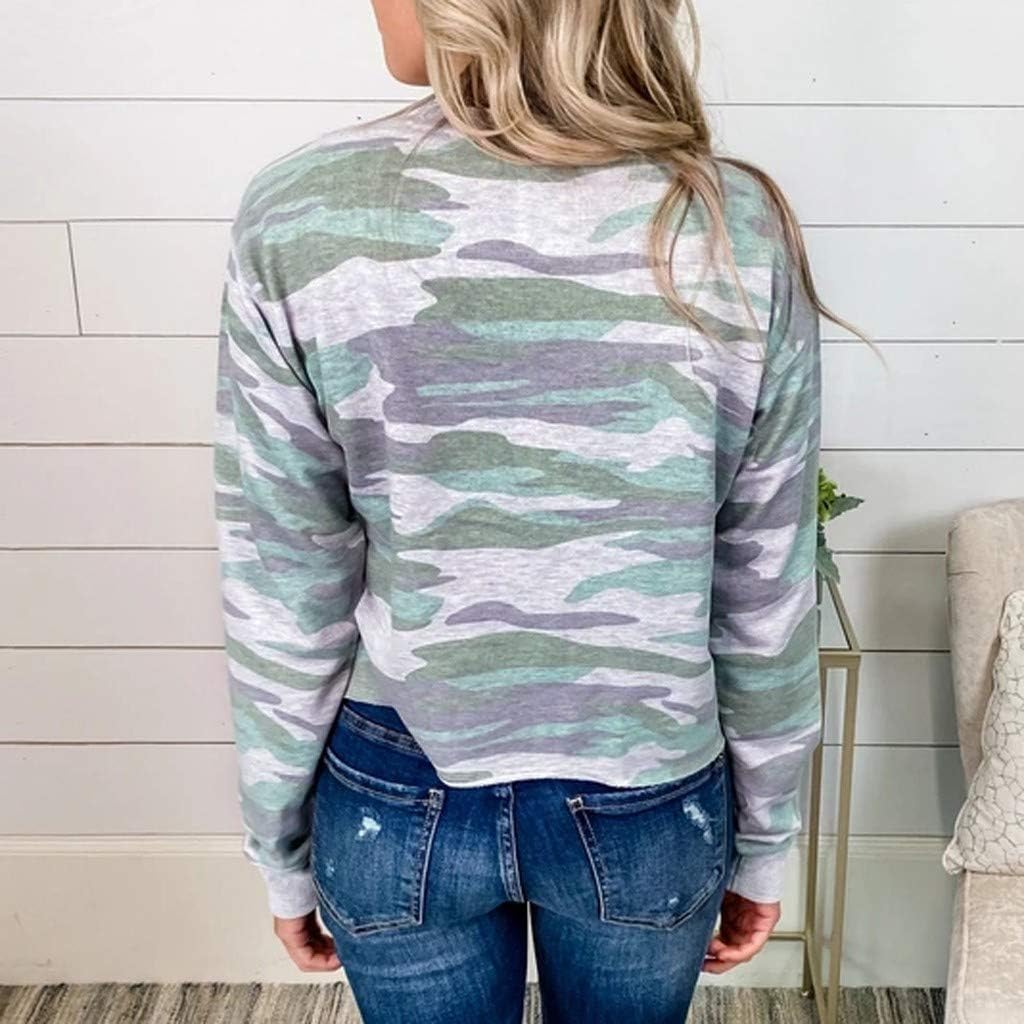 Crew-Neck Camouflage Blouse 452 Women's Tops Cotton Long Sleeve Rap Breastfeeding Maternity Mock yun 2692 Tunic Crochet Animal Waist Suit Tray Swim Cowl Size Peplum : Clothing, Shoes & Jewelry