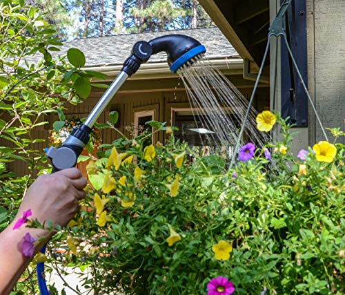 HoseCoil 3/8 inch Self Coiling Garden, RV, Outdoor Water Hose (25.00, Blue with Shower Wand) - Thumbnail 6