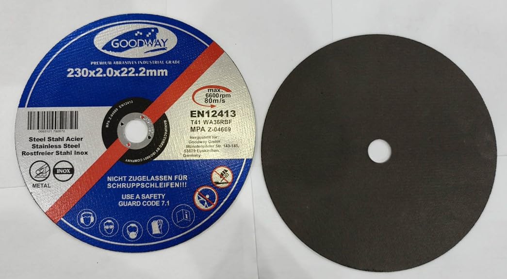 Lot de 10 disques à tronçonner professionnels - Diamètre : 230 mm - Épaisseur : 2 mm - Pour meuleuse Flex, meuleuse à tronçonner et d'angle - En acier inoxydable