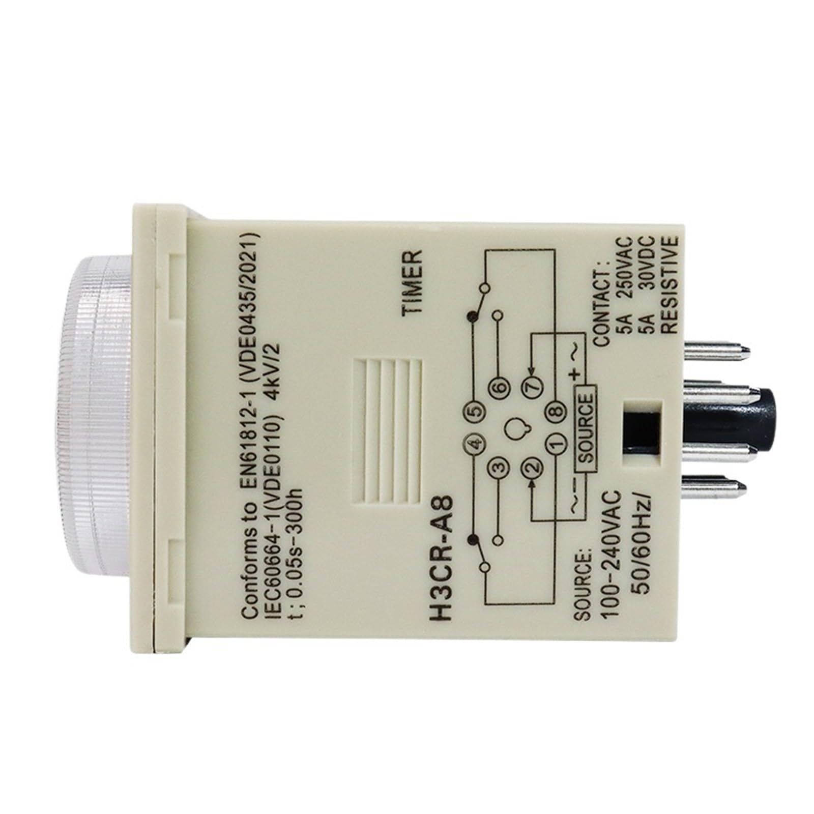 Relé 100-240 V CA 50/60 Hz 0,05 s a 300 h 8 pines Tiempo de retardo del ciclo de encendido y apagado Control del temporizador del relé(110VAC)