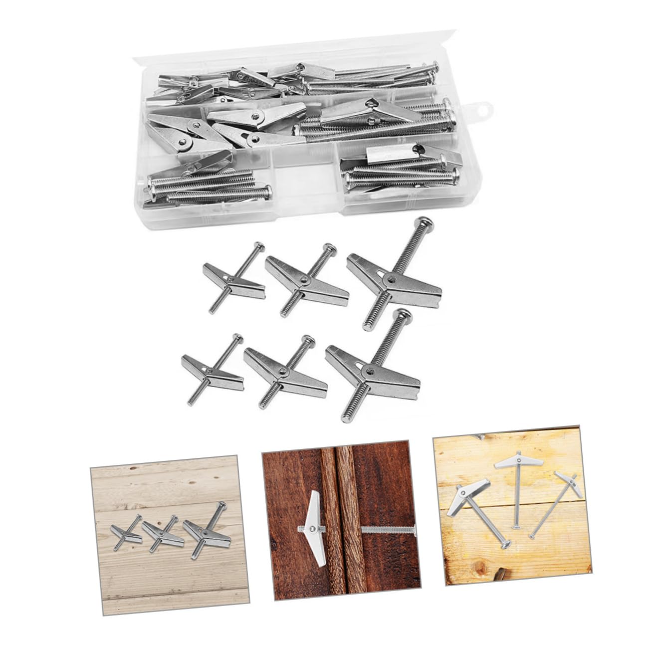 Housoutil Replacement Toggle Bolt Set Wing Nut Steel Toggle Anchor for Drywall 1/4 3/16 1/8 Inches Wall Hanging Hardware
