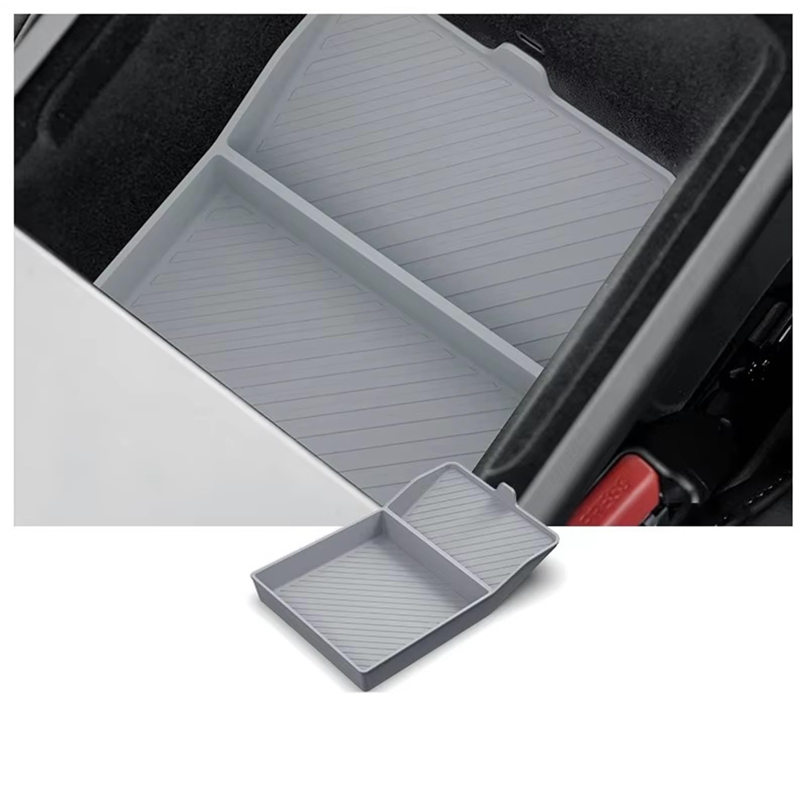 Sztmyvuw Gray Interior Storage Box Compatible With Tesla For Model Y Rwd 2026 Armrest Box Storage Box Center Armrest Box Bottom Storage Box Organizer Tray Car Accessories(Gray)