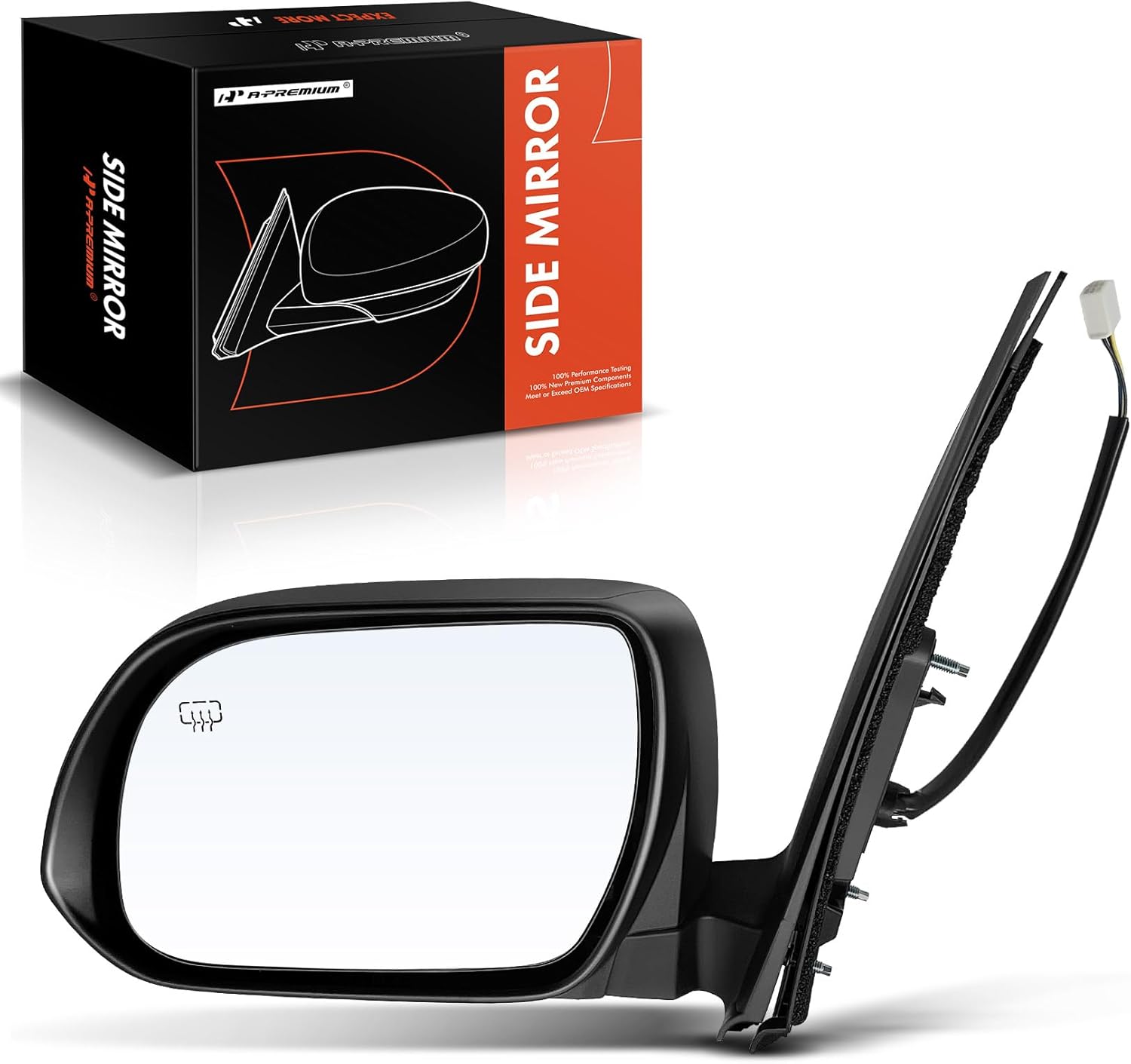 A-Premium Driver Side Power Door Mirror - Compatible with Toyota Sienna 2013-2014 - Heated Manual Folding Black Outside Rear View Mirror - Replace# 87940-08094-C0