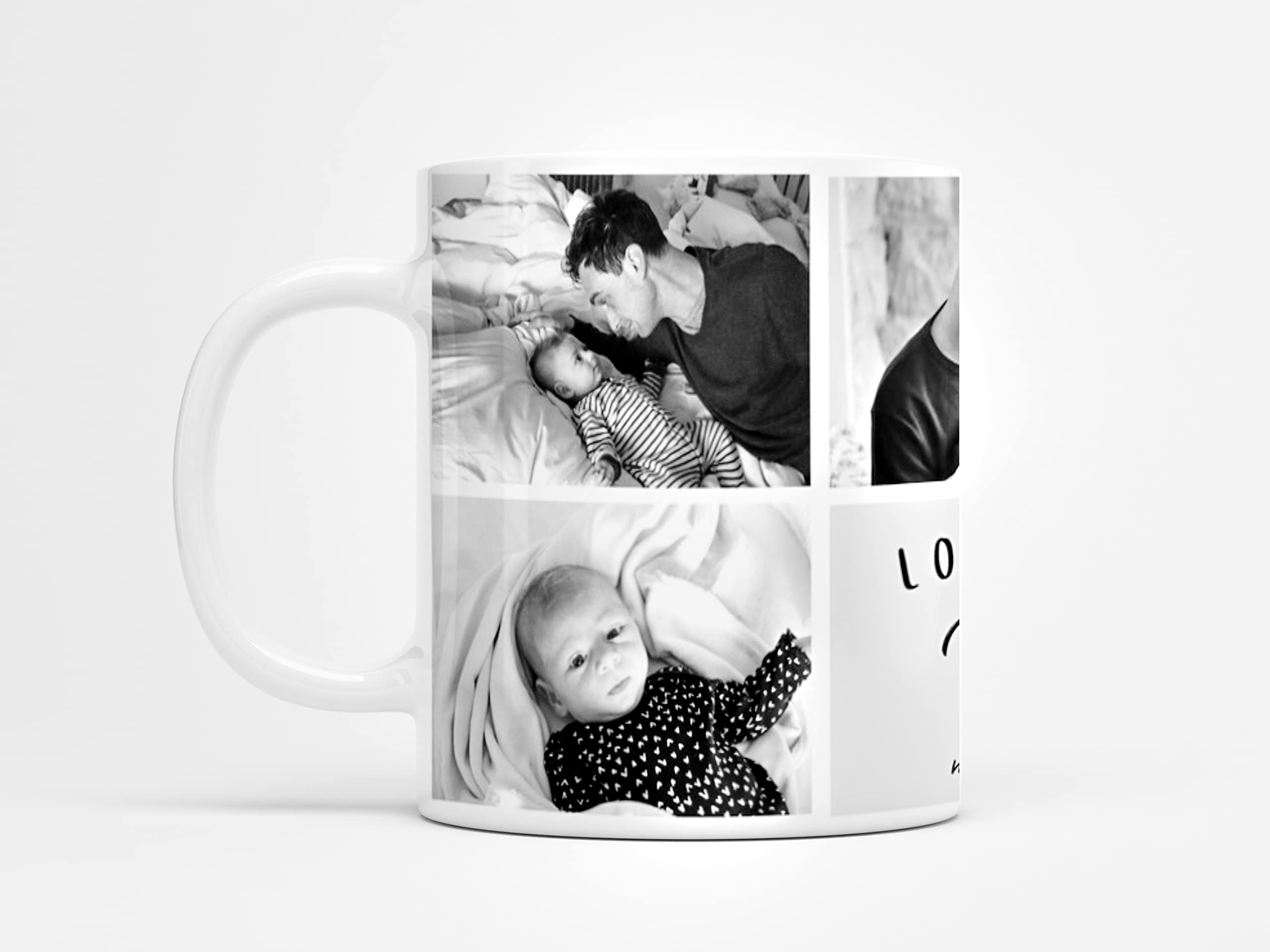 Personalized Dad Photo Mug - Custom 11oz Tea Cup With Up to 5 Photos & Text "Best Dad Ever" for Birthday, Christmas, Father's Day