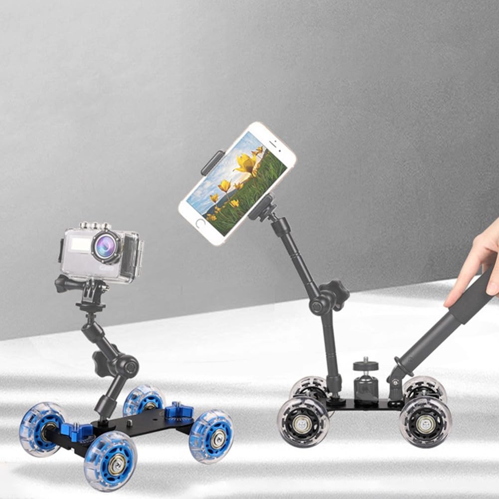 Slider ligero para cámara Dolly con riel de mesa, estructura metálica, capacidad de carga de 10 kg, ruedas giratorias de 360° para equipo de fotografía y filmación