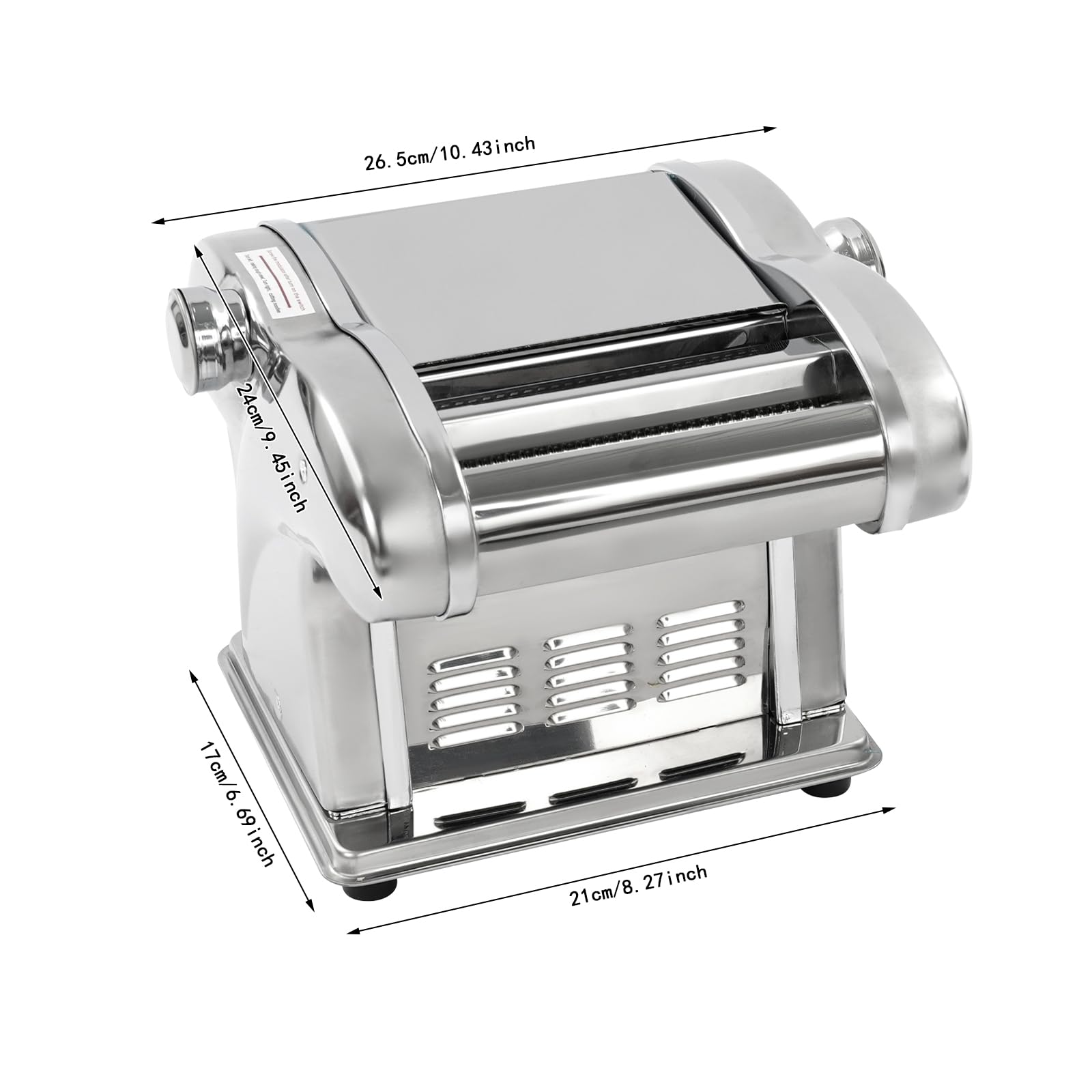 Elektrische Nudelmaschine 135 W aus Edelstahl mit 3 Klingen und 8 Stufen