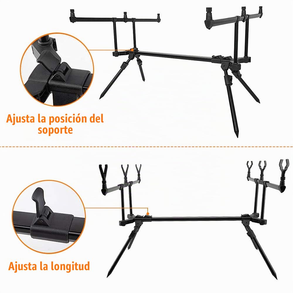 Soporte Ajustable retráctil para caña de Pescar para Carpas, Soporte para caña de Pescar con 3 alarmas de picadura de Pesca, 3 cebos de Pesca, Juego de Aparejos de Pesca, Accesorios de Pesca