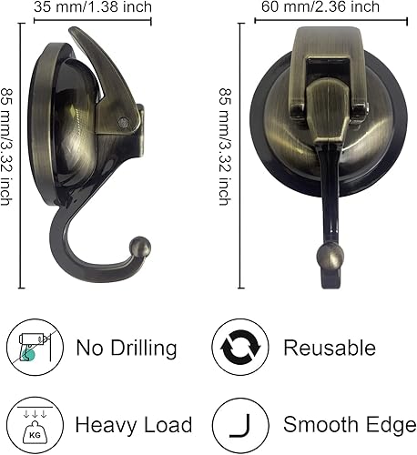 Miniatura 3 de YSSILADI Ganchos de ventosa resistentes al vacío, ganchos de ducha con ventosa de vidrio, ganchos para bata de baño, reutilizables, sin