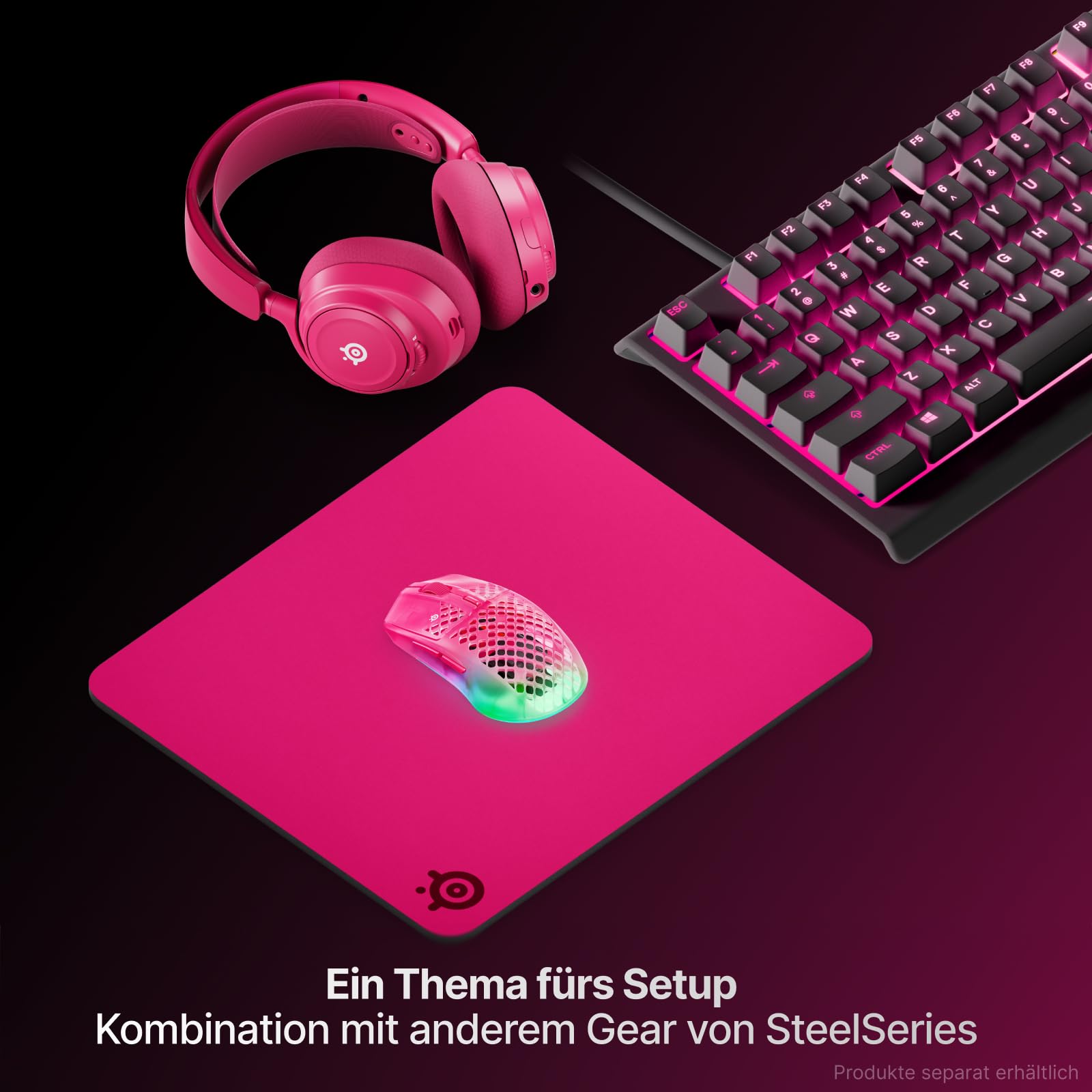 SteelSeries QcK Heavy Gaming Mousepad - Thicker, Non-Slip Silicone Rubber Base, Peak Tracking, Optimized for Gaming FPS, MOBAs, RTS, MMO - Large Size 450 mm x 400 mm x 6 mm - Magenta