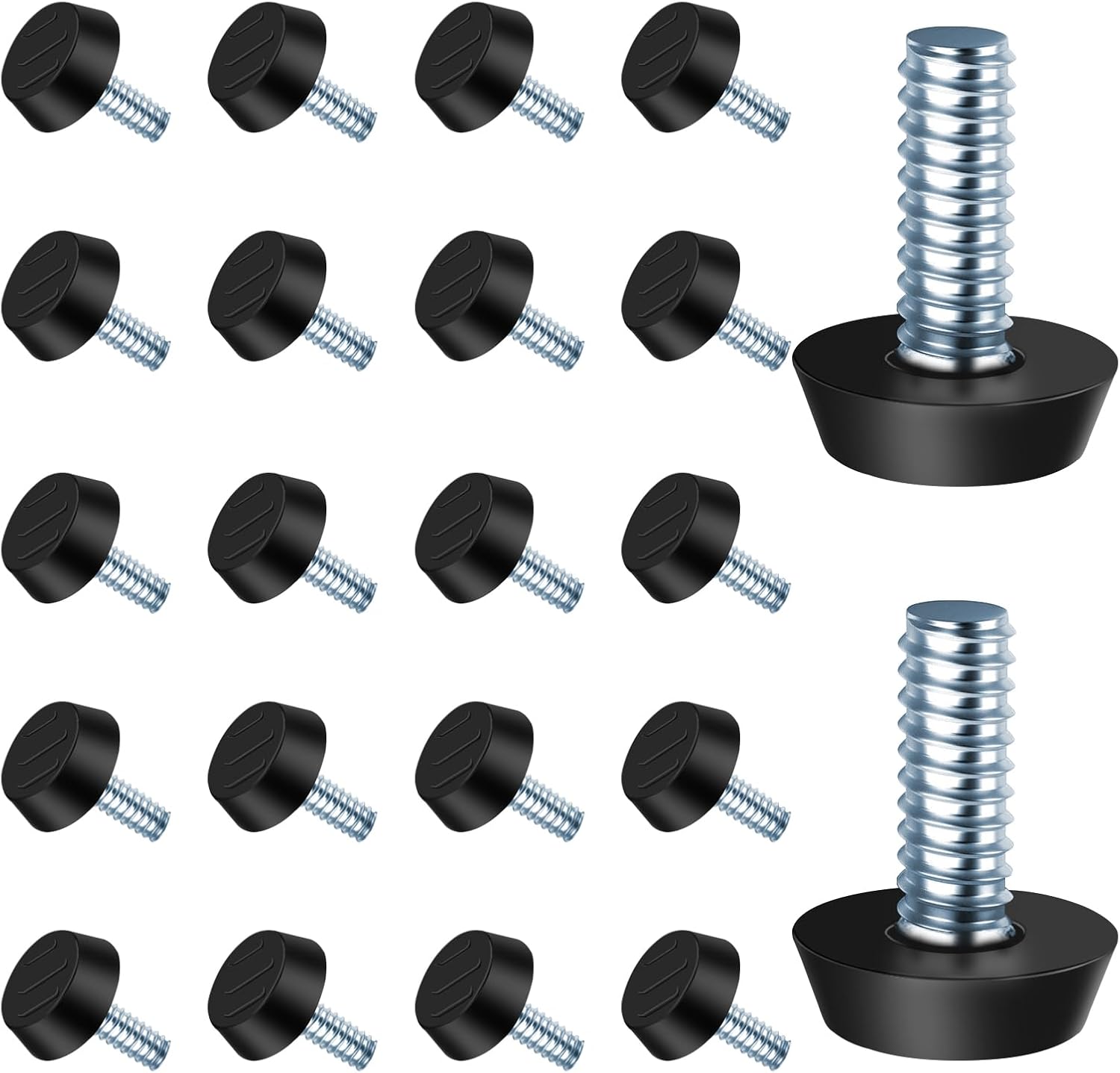 1/4"20 Unc Thread Adjustable Furniture Levelers Screw In Threaded, Galvanized Steel